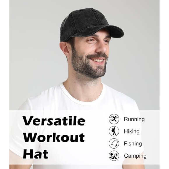 ✨LiuSuper Men Black Big Head Low Profile Baseball Cap Oversized Plain Denim Hat - Picture 6 of 7